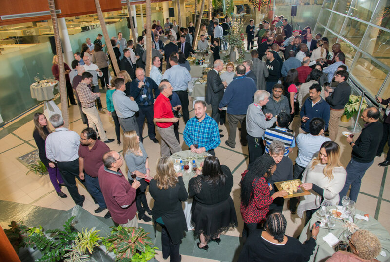 Large group of guests at corporate party